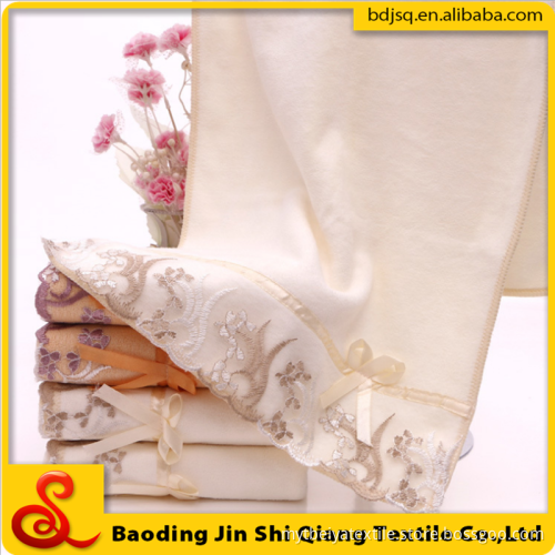 wholesale fashion fabric cotton white and coffee embroidery lace towel